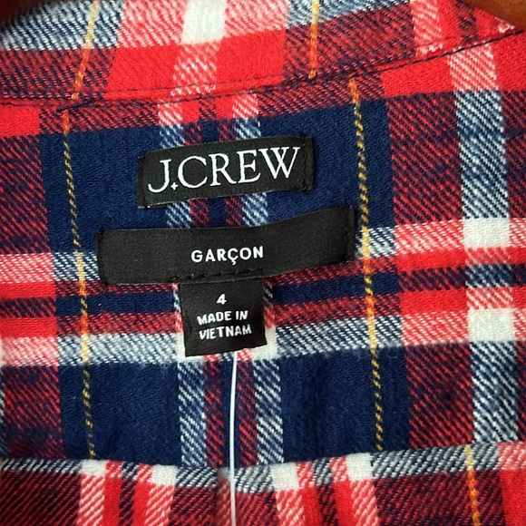 Women’s JCrew Garçon flannel shirt, size 4, blue and red, NWT - Picture 2 of 5